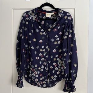 Maeve Navy Floral Button-Up Blouse